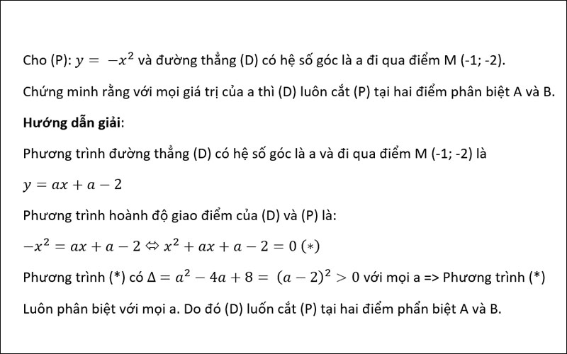Định lý Viet được áp dụng trong mặt phẳng toạ độ